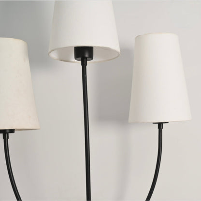 Triple Linen Shade Wall Lamp - Matt Black Sconce