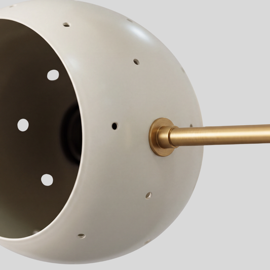 Triple White Orb Ceiling Light - Perforated Brass Flush Mount