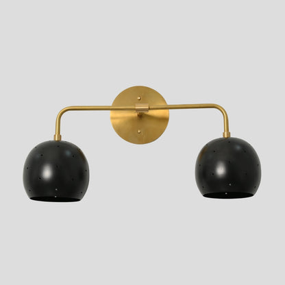 Vanity Light - Brass & Black Ball Shade