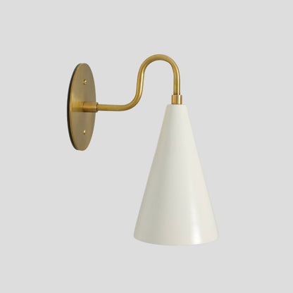 White Cone Wall Light - Brass Sconce