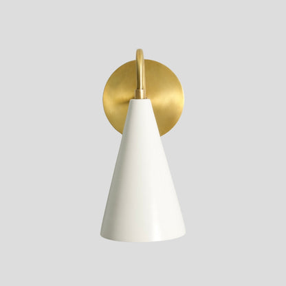 White Cone Wall Light - Brass Sconce