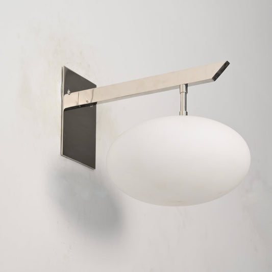 Brass Milky Glass Globe Sconce - Horizontal Rod Wall Lamp