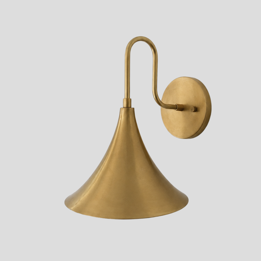 Brass Trumpet Shade Wall Lamp - Mid Century Wall Sconce