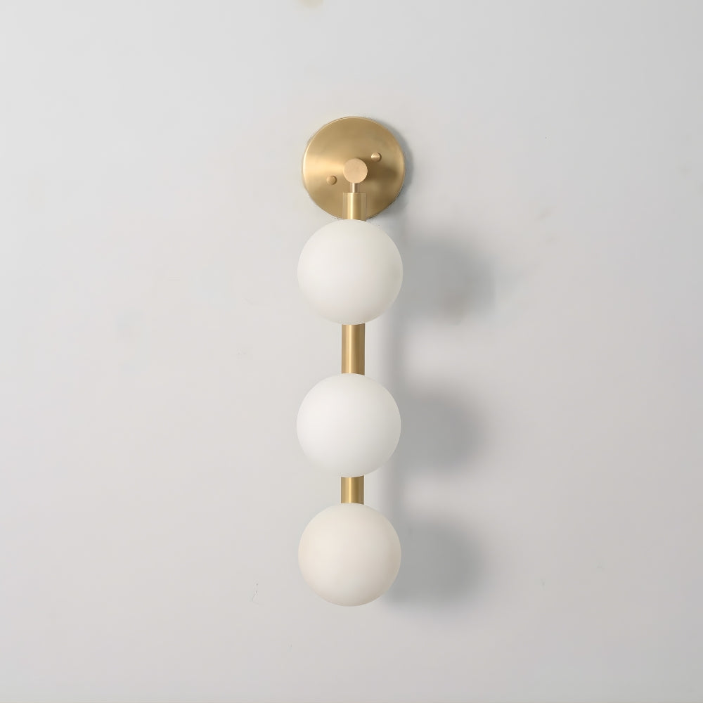 Brass Vanity Light - 3 Glass Globe Wall Sconce