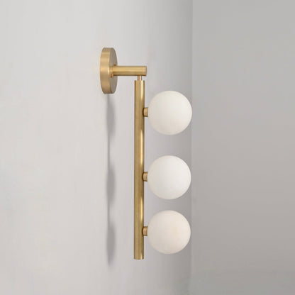 Brass Vanity Light - 3 Glass Globe Wall Sconce