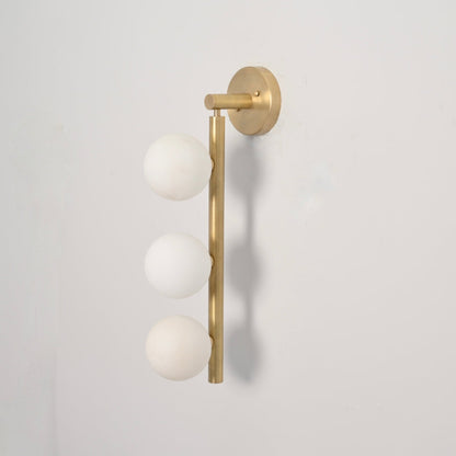 Brass Vanity Light - 3 Glass Globe Wall Sconce