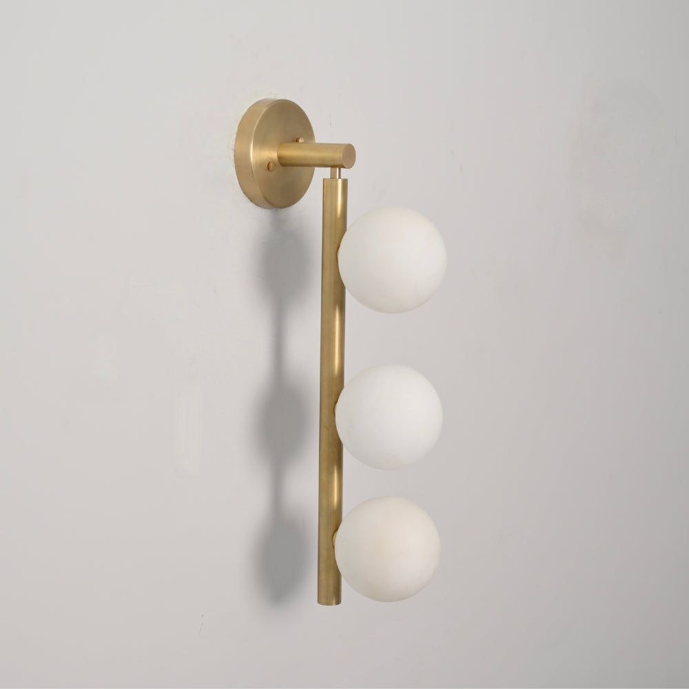 Brass Vanity Light - 3 Glass Globe Wall Sconce