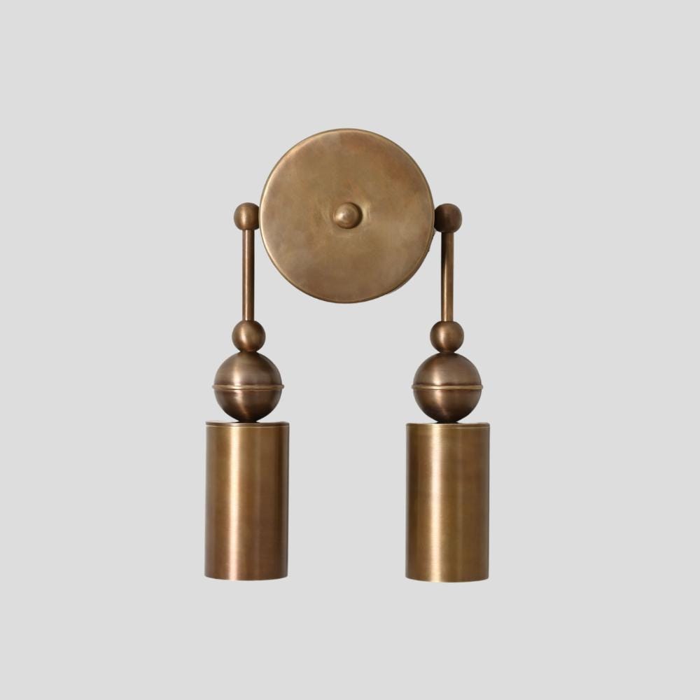 Double Brass Wall Sconce - 1950s Modern Wall Lamp