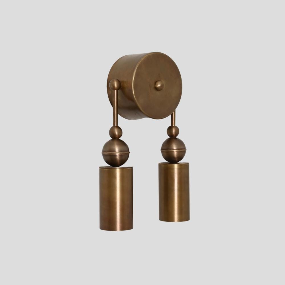 Double Brass Wall Sconce - 1950s Modern Wall Lamp