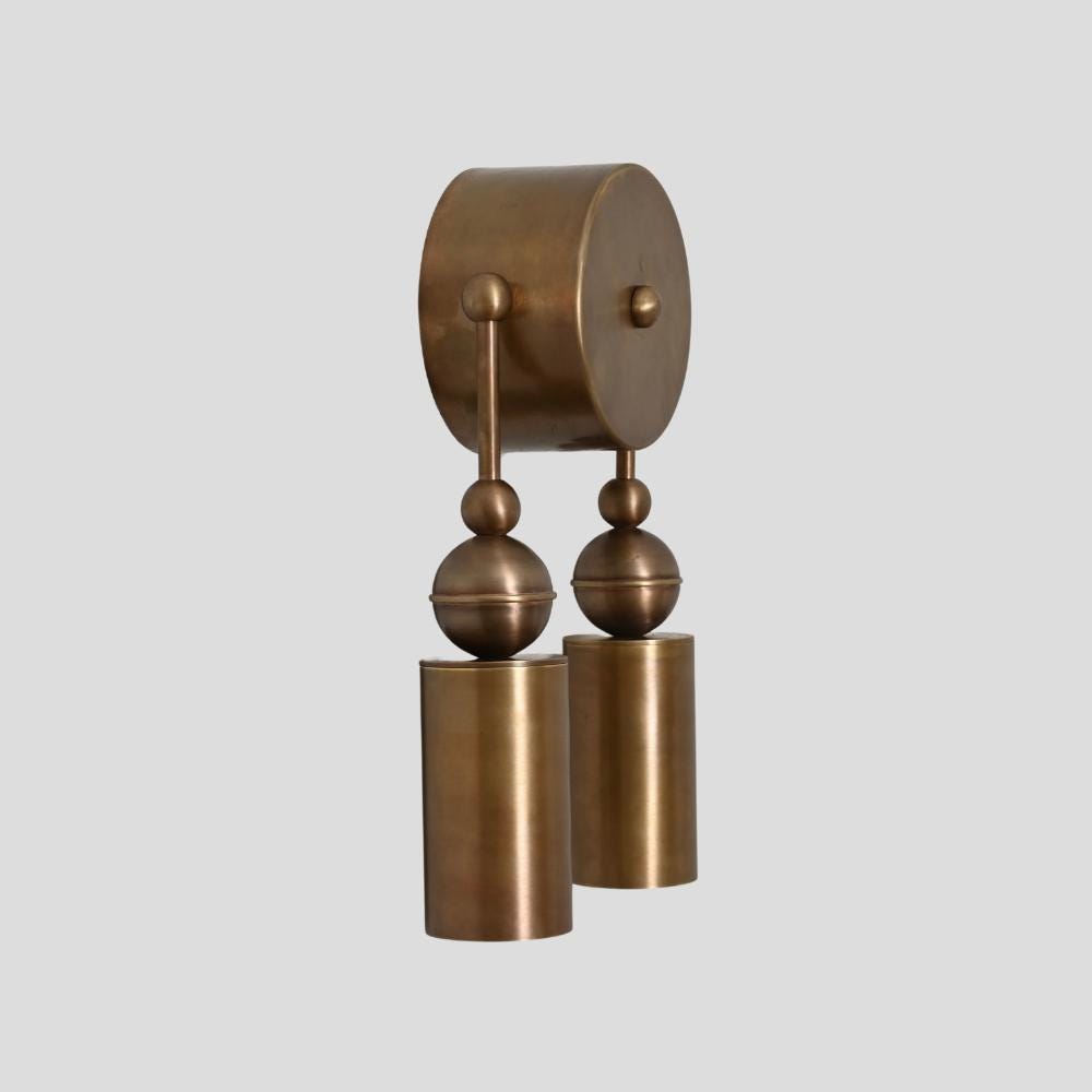 Double Brass Wall Sconce - 1950s Modern Wall Lamp