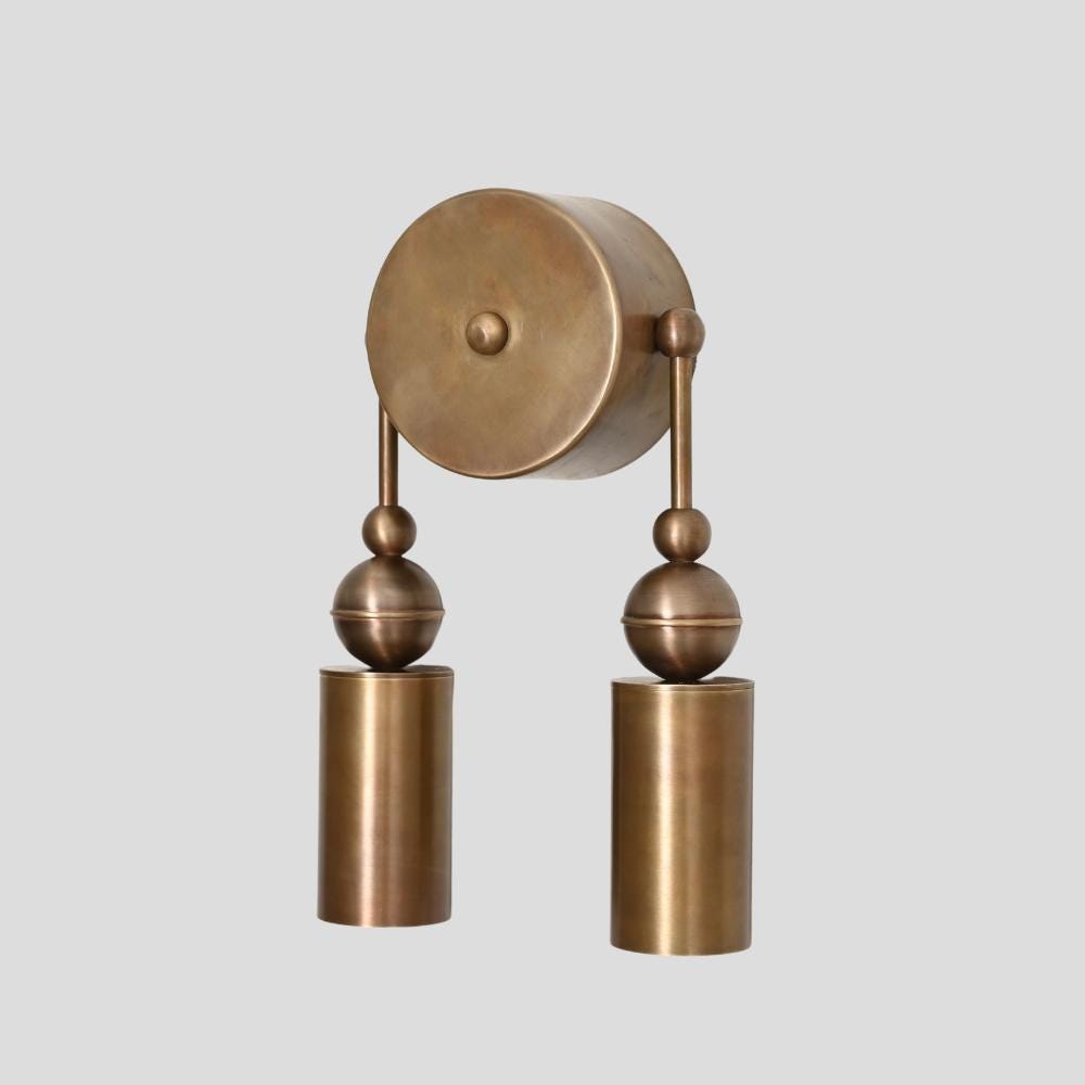 Double Brass Wall Sconce - 1950s Modern Wall Lamp
