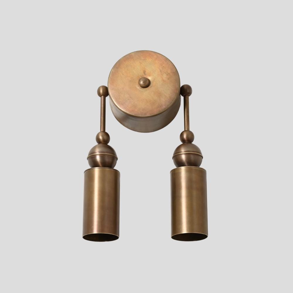 Double Brass Wall Sconce - 1950s Modern Wall Lamp