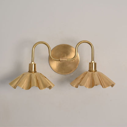 Double Flower Wall Sconce - Raw Brass Vanity Light