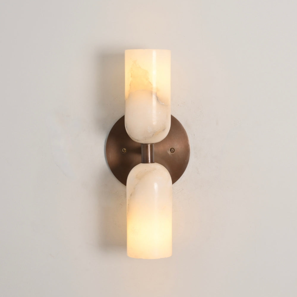 Dual Alabaster Sconce - Brass Marble Wall Lamp