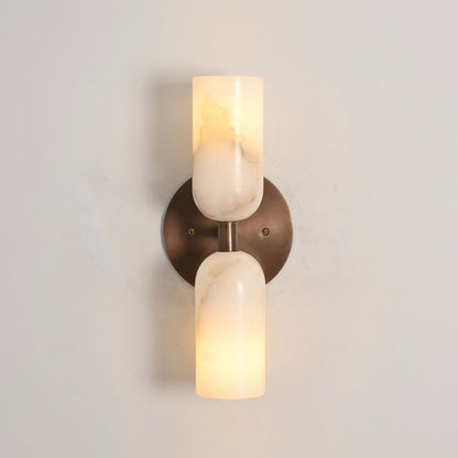 Dual Alabaster Sconce - Brass Marble Wall Lamp