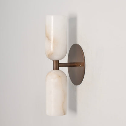 Dual Alabaster Sconce - Brass Marble Wall Lamp