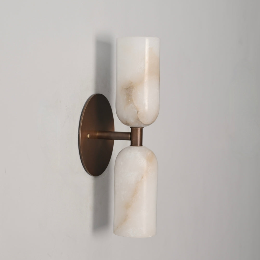 Dual Alabaster Sconce - Brass Marble Wall Lamp