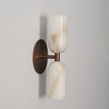 Dual Alabaster Sconce - Brass Marble Wall Lamp