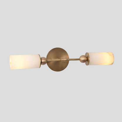Dual Alabaster Wall Lamp - Brass Marble Vanity Light