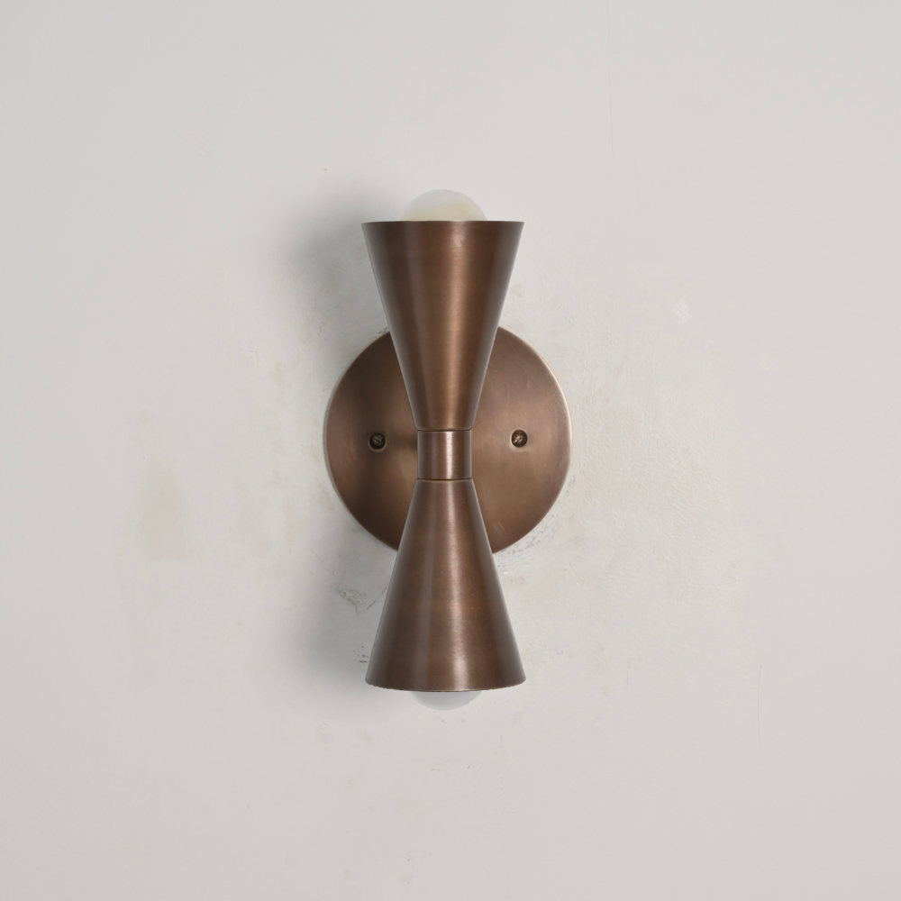 Dual Cone Brass Wall Lamp - Double Minimalist Globe Sconce