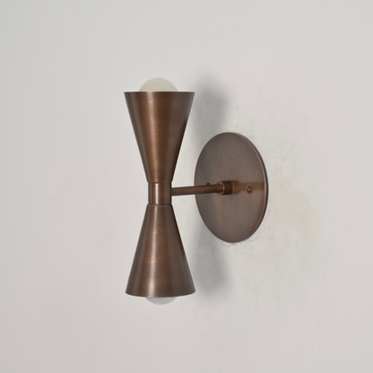 Dual Cone Brass Wall Lamp - Double Minimalist Globe Sconce