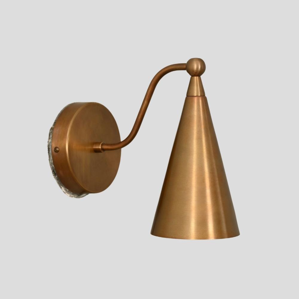 Mid century Wall Sconce - Brass Cone Shade