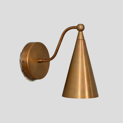 Mid century Wall Sconce - Brass Cone Shade