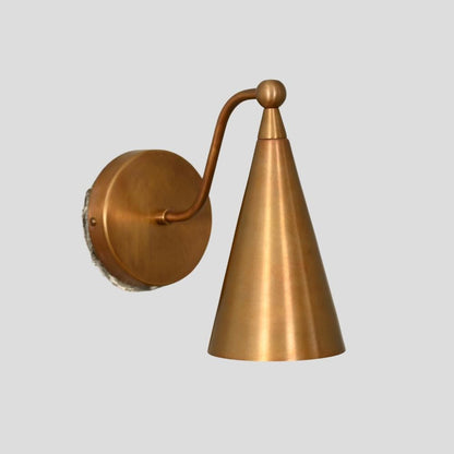 Mid century Wall Sconce - Brass Cone Shade