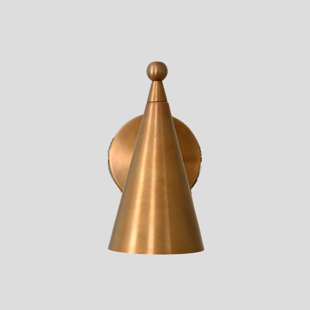 Mid century Wall Sconce - Brass Cone Shade
