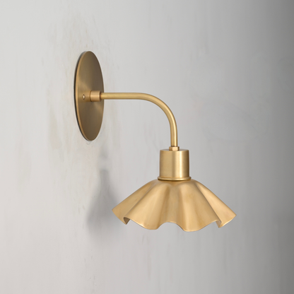 Minimalist Brass Flower Sconce - Curved Rod Wall