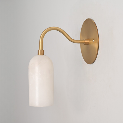 Modern Curved Alabaster Wall Sconce - Brass Marble Wall Lamp