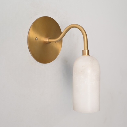 Modern Curved Alabaster Wall Sconce - Brass Marble Wall Lamp