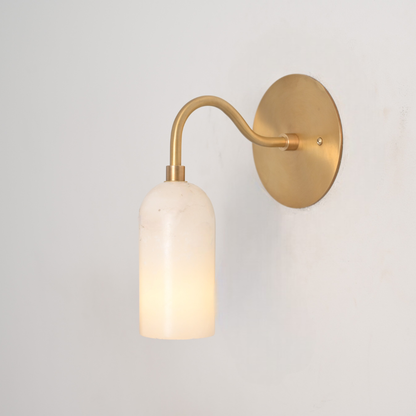 Modern Curved Alabaster Wall Sconce - Brass Marble Wall Lamp