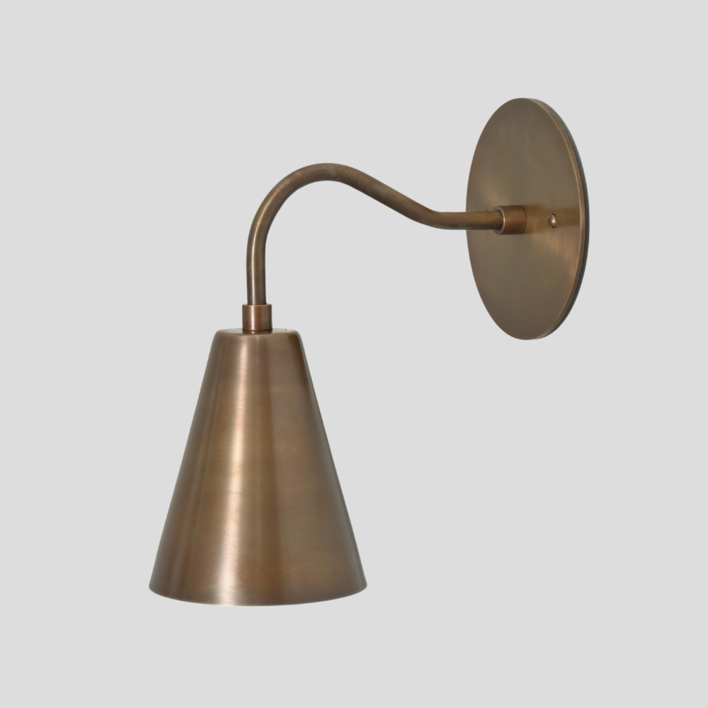 Modern Curved Shade Light - Brass Wall Sconce