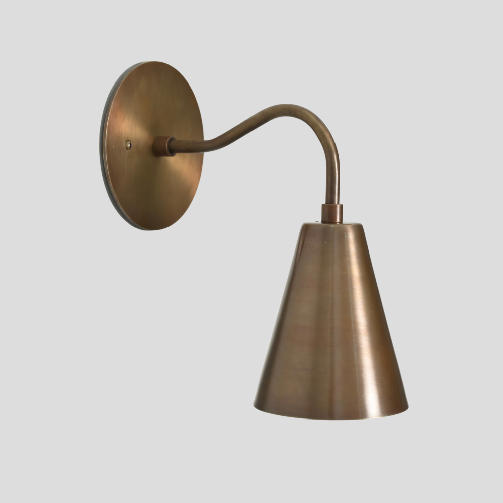 Modern Curved Shade Light - Brass Wall Sconce