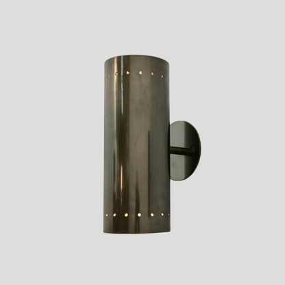 Perforated Brass Cylinder Sconce - Double Up & Down Wall Light