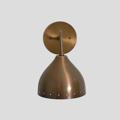 Perforated Brass Wall Sconce - Curved Arm Light
