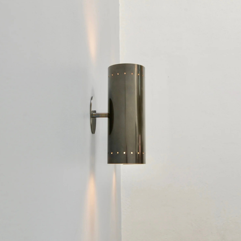 Perforated Brass Wall Sconce - Modern Large Cylinder Lamp