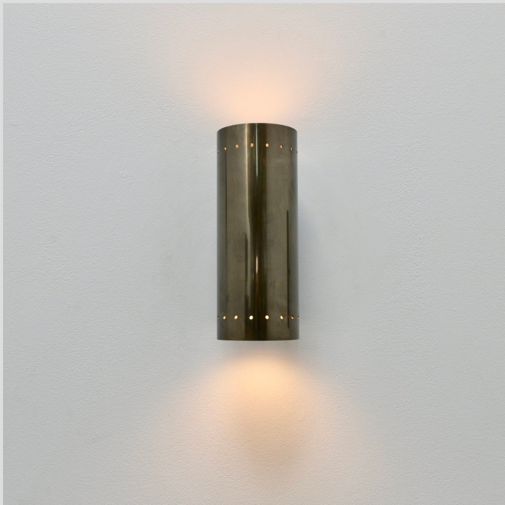 Perforated Brass Wall Sconce - Modern Large Cylinder Lamp