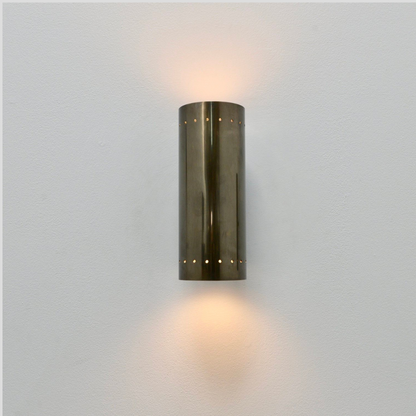 Perforated Brass Wall Sconce - Modern Large Cylinder Lamp
