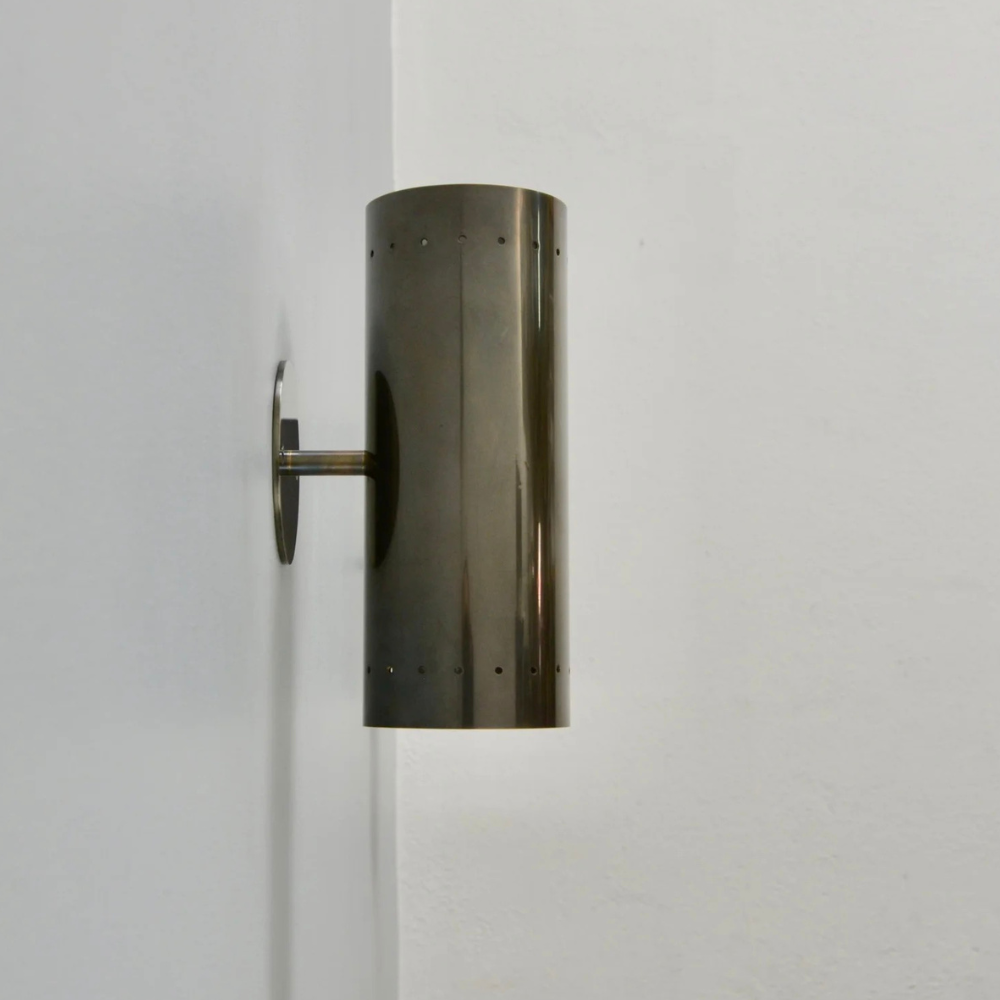 Perforated Brass Wall Sconce - Modern Large Cylinder Lamp