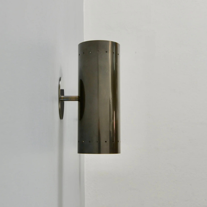 Perforated Brass Wall Sconce - Modern Large Cylinder Lamp