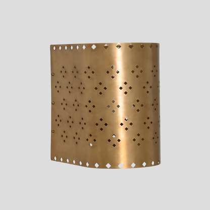 Perforated Cylinder Brass Sconce - Geometric Cut Diamond Wall Lamp