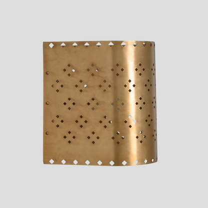 Perforated Cylinder Brass Sconce - Geometric Cut Diamond Wall Lamp