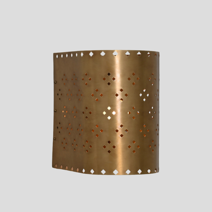 Perforated Cylinder Brass Sconce - Geometric Cut Diamond Wall Lamp