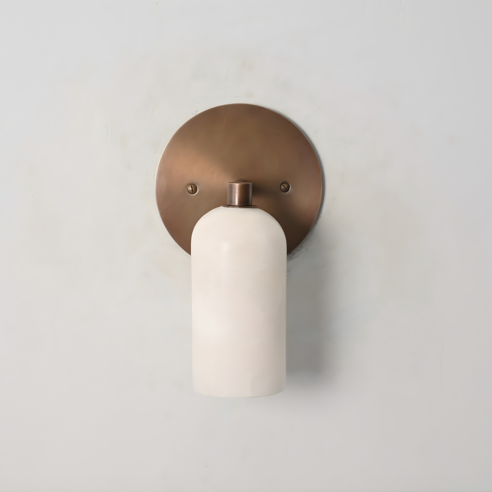 Stub Arm Alabaster Sconce - Brass Marble Wall Lamp