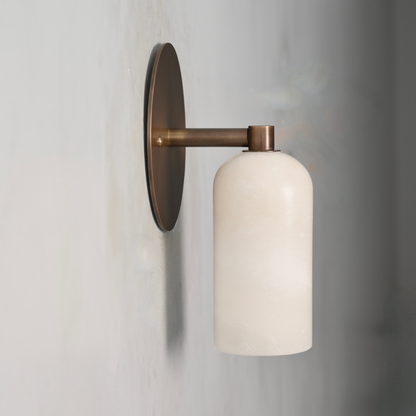 Stub Arm Alabaster Sconce - Brass Marble Wall Lamp