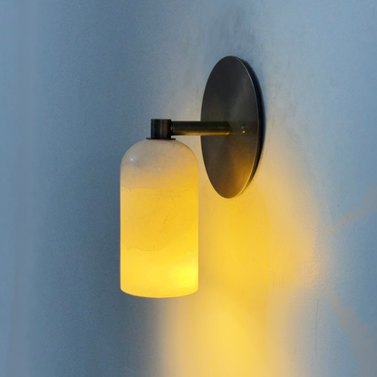 Stub Arm Alabaster Sconce - Brass Marble Wall Lamp