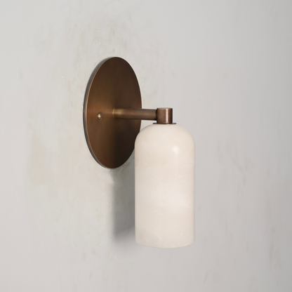 Stub Arm Alabaster Sconce - Brass Marble Wall Lamp