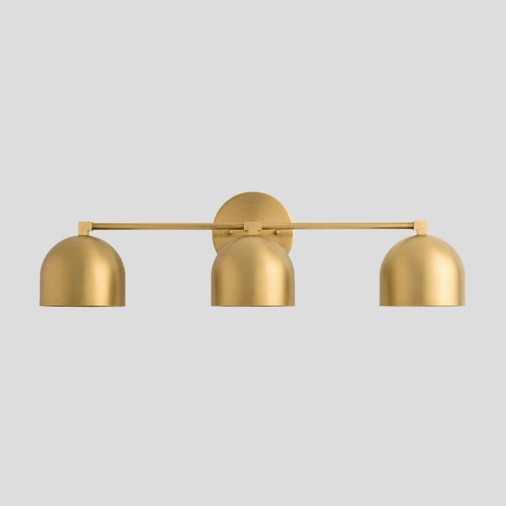 Triple Brass Dome Sconce - Mid Century Linear Arm Vanity Light